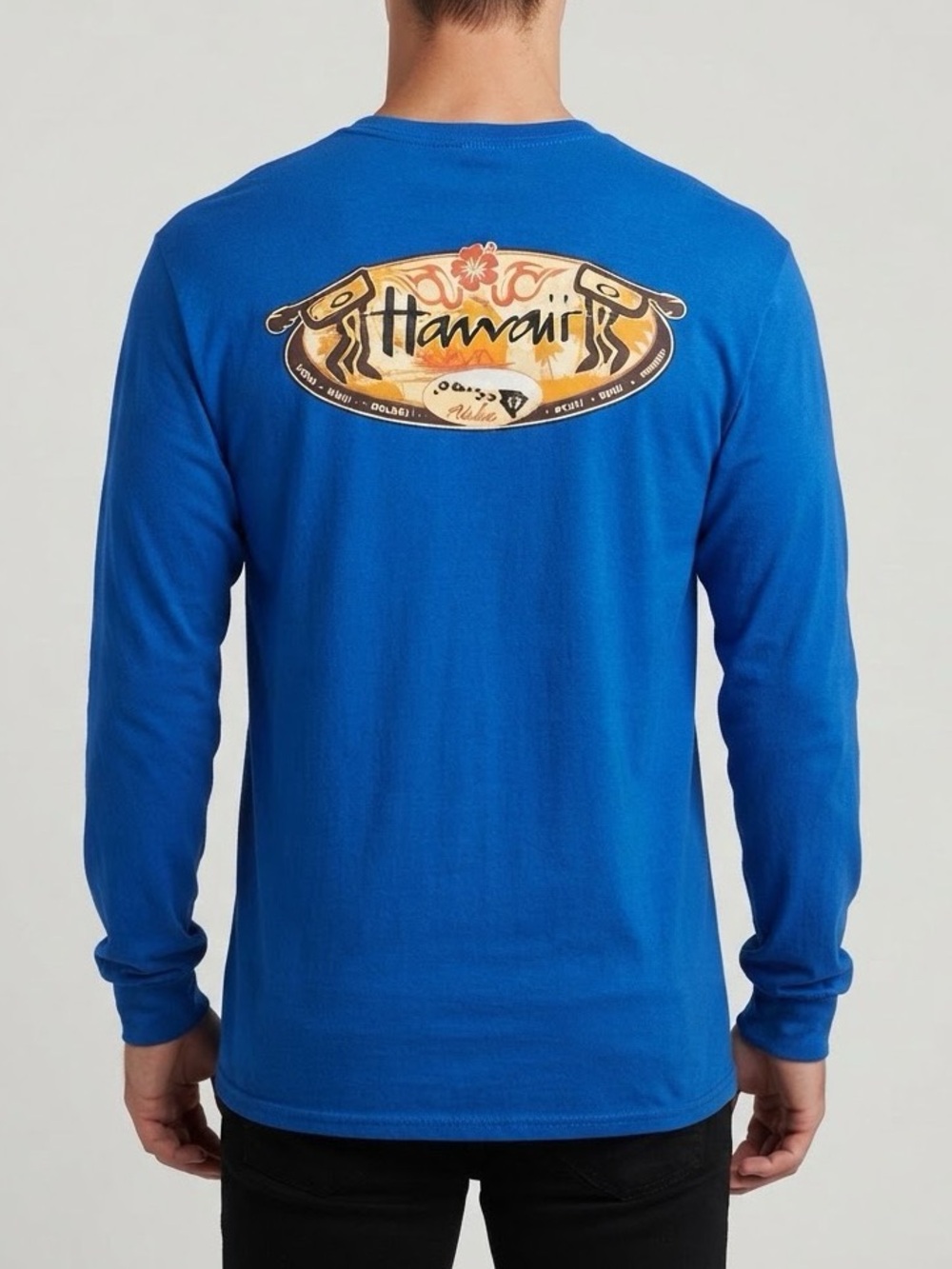 Hawaii Surf Graphic blue long sleeve Tshirt, men’s large